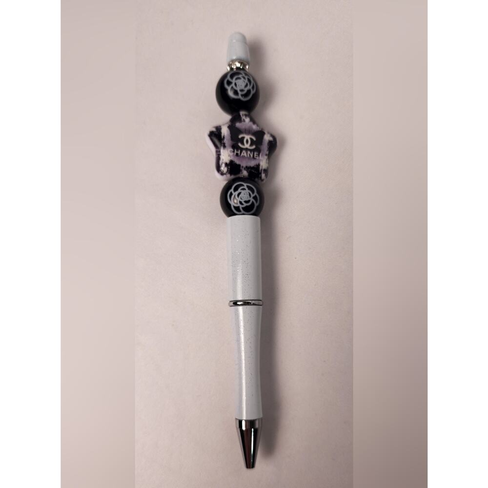 Fashion Beaded Ballpoint Pen in White and Black